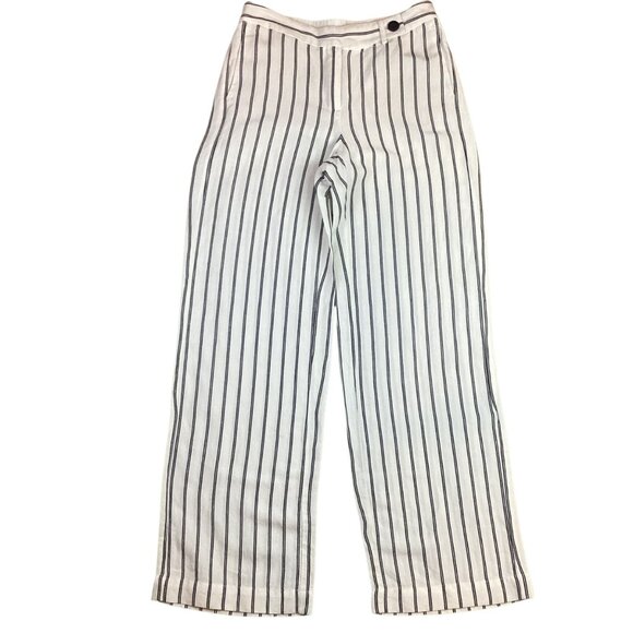 J.Jill Womens 4 Striped Linen Rayon Wide-Leg Pants Ivory & Black - Picture 3 of 11